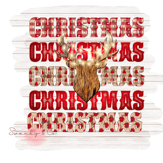 Western Christmas PNG | Reindeer Elk Sublimation Digital Design Download | Patches PNG