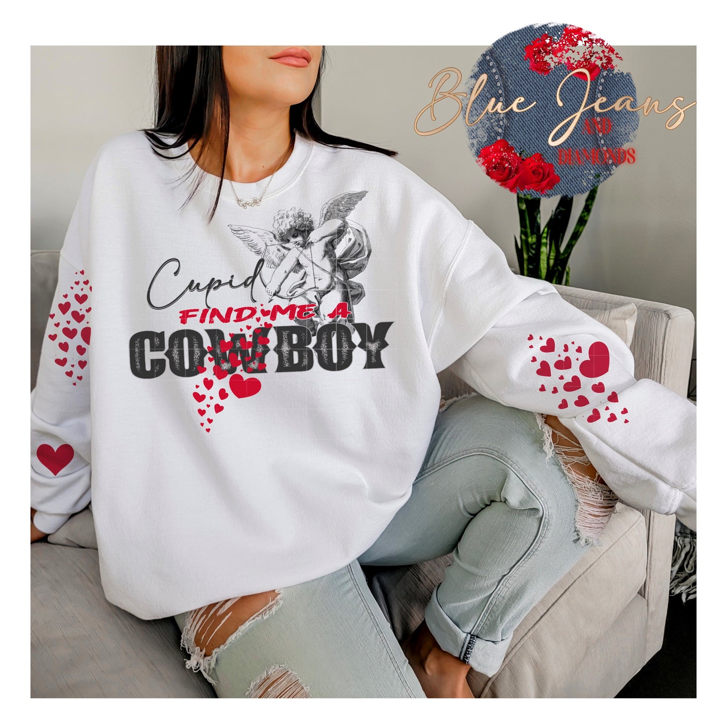 Cupid Find Me A Cowboy PNG | Cowboys Valentine Sublimation Download | Western PNG