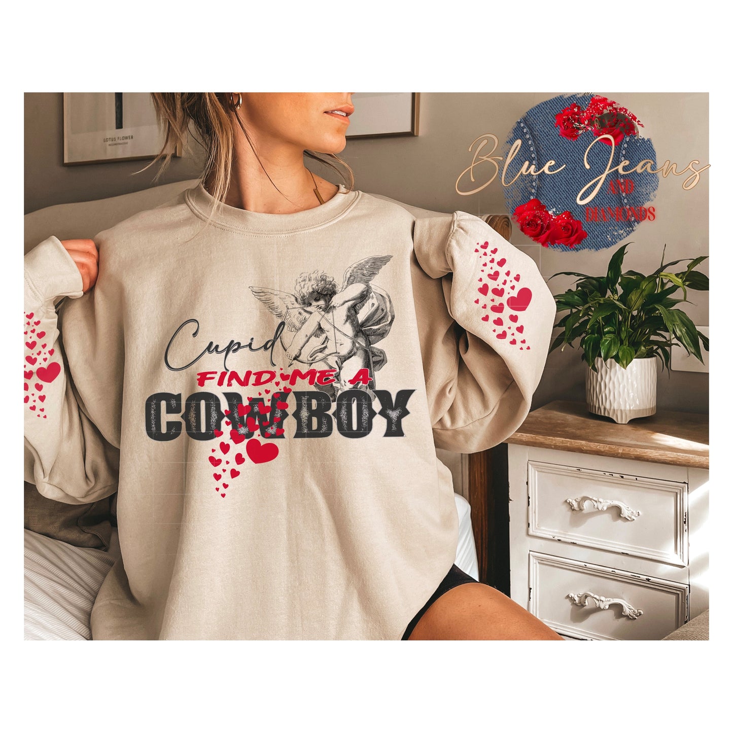 Cupid Find Me A Cowboy PNG | Cowboys Valentine Sublimation Download | Western PNG