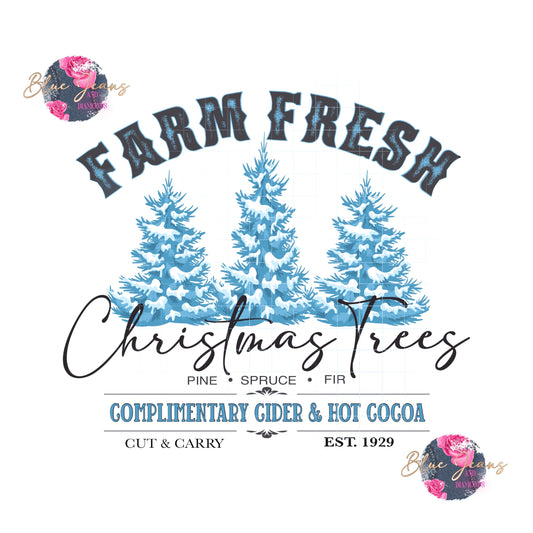Farm Fresh Christmas Trees PNG | Winter Wonderland Sublimation Design Download