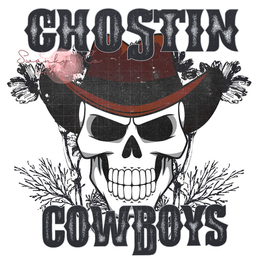 Western Halloween Design, Ghostin Cowboys Png, Retro Design Png, Vintage Cowboy Png