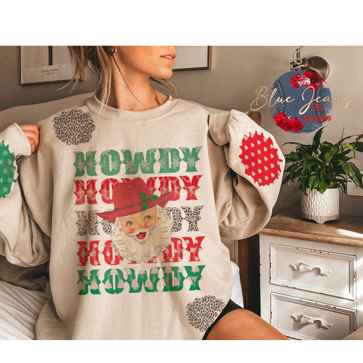 Cowboy Santa PNG | Western Christmas Sublimation Design Download | Santa Claus