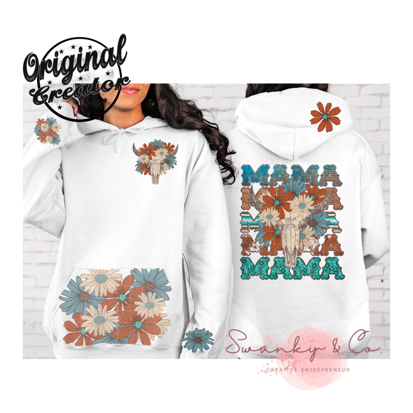 Western MAMA Tshirt Design, Pocket and Back Design with Patches
