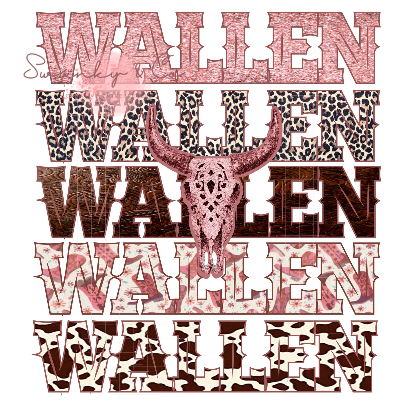 Wallen PNG-Bull Skull Digital Design Download-Stacked Name Png, Western Png