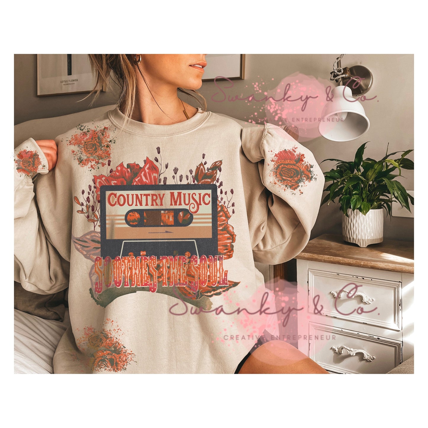 Vintage Cassette Player Country Music png for Sublimation| Soothes the Soul PNG| Distressed Floral PNG| Instant PNG designs