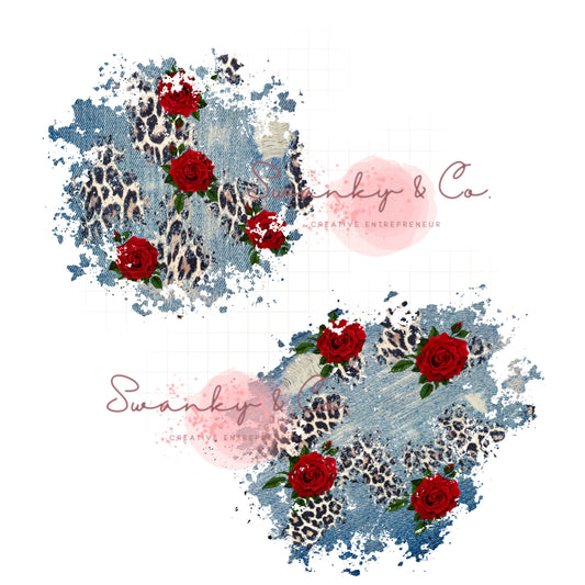 Leopard and Roses PATCHES Png| Distressed Patches Png| Cowhide Patches| Denim Patches PNG| Country Western Patches Png| Sublimation Patches